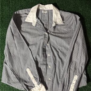 J. Crew Men's Navy and White Striped Shirt